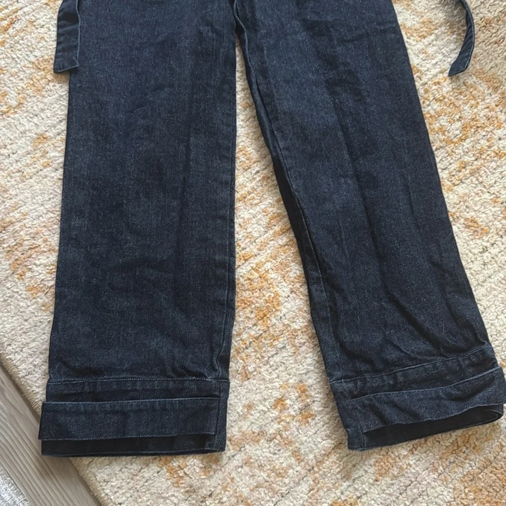 Moshi Moshi Deep Blue Cargo Zip Pocket Adjustable‎ Grunge Jeans Women’s Size XS